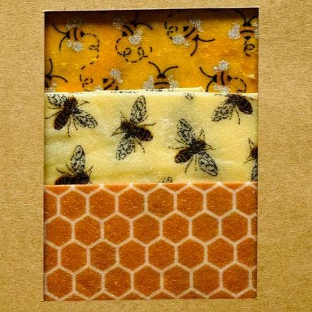 Beeswax Food Wraps Set of 3, Organic Cotton