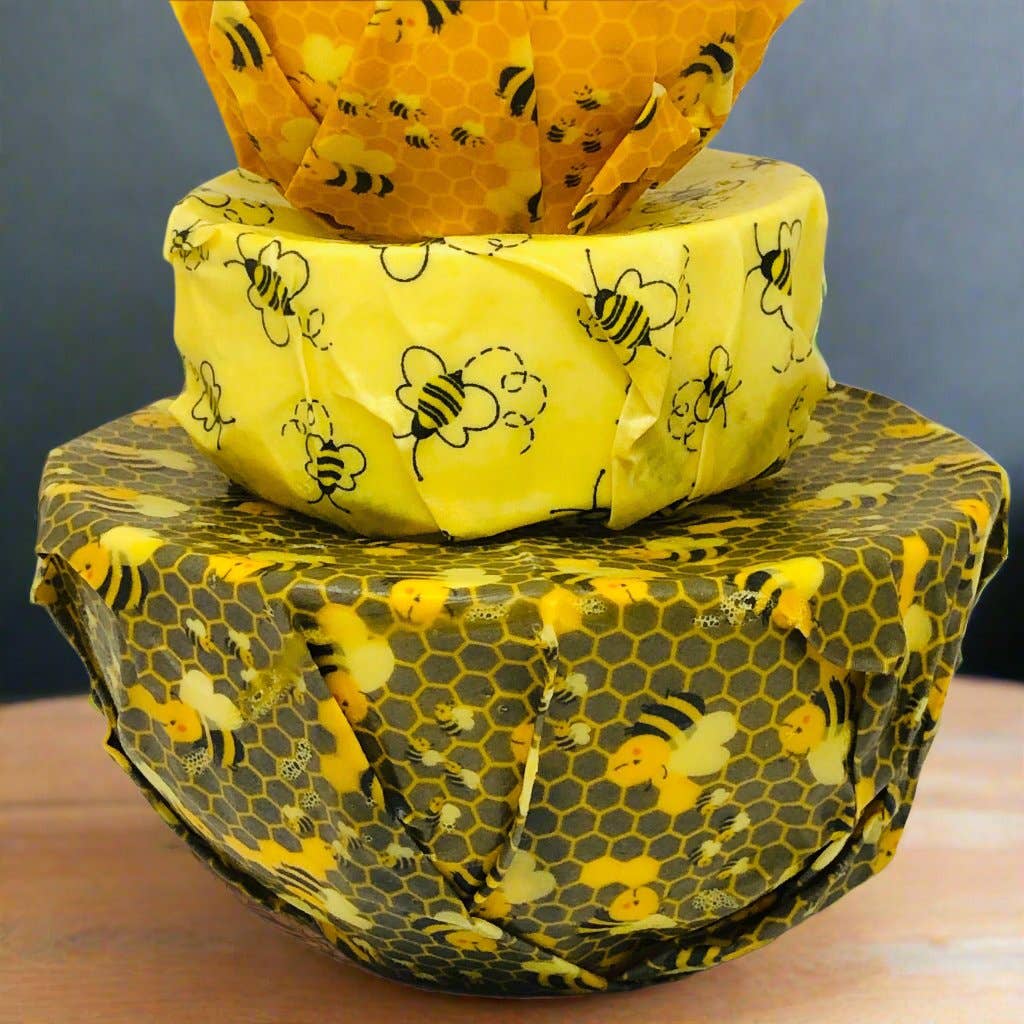 Beeswax Food Wraps Set of 3, Organic Cotton