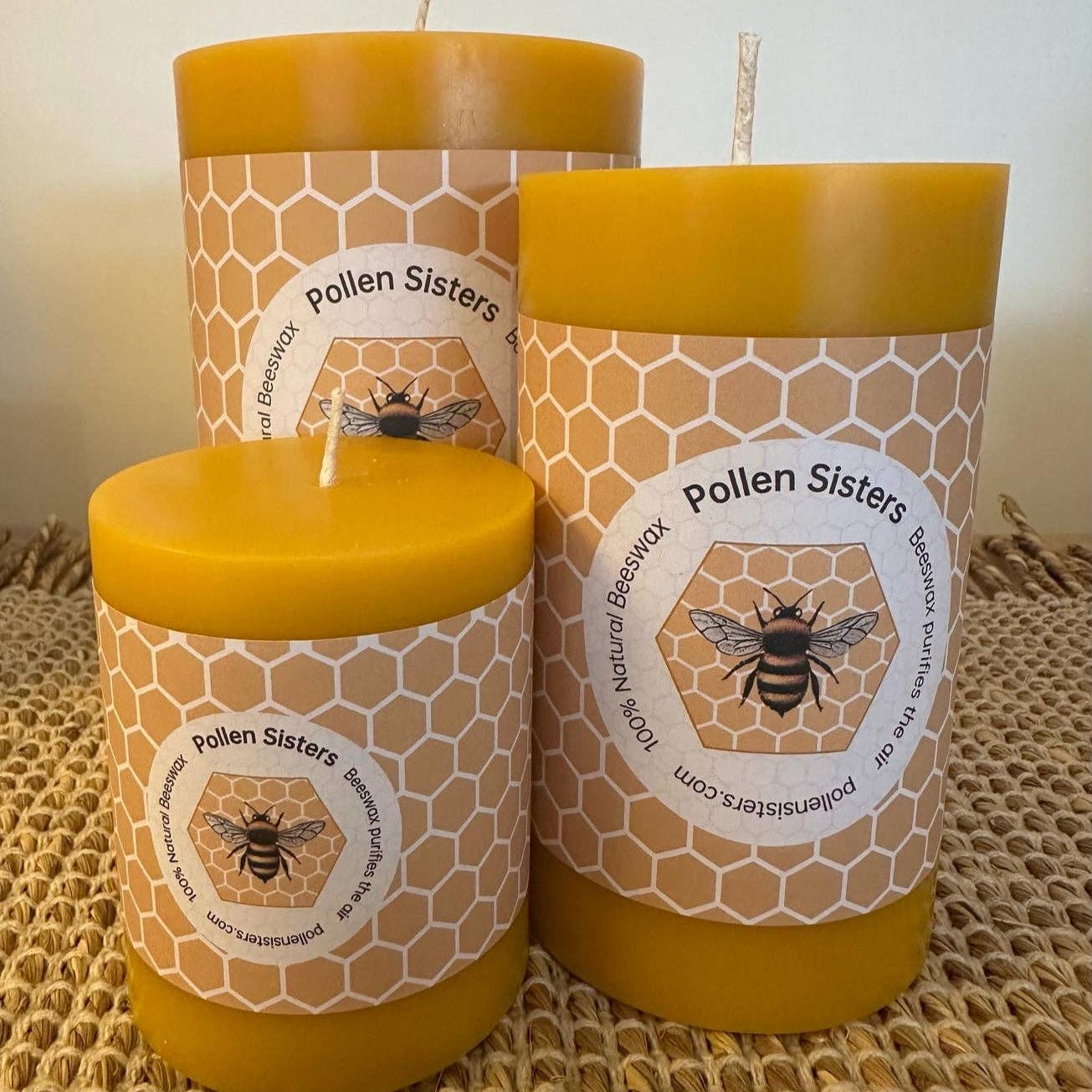 Candle - Sweet Bee - Medium Pillar – 100% Pure Beeswax