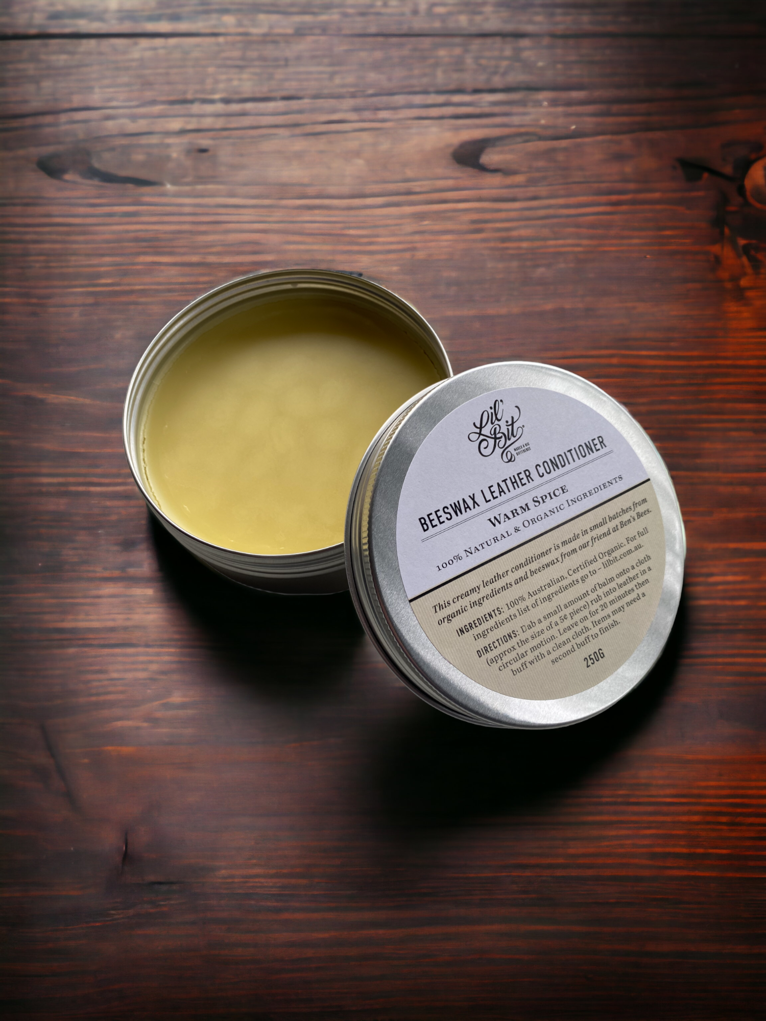 Beeswax Leather & Wood Conditioner – Warm Spice 250g