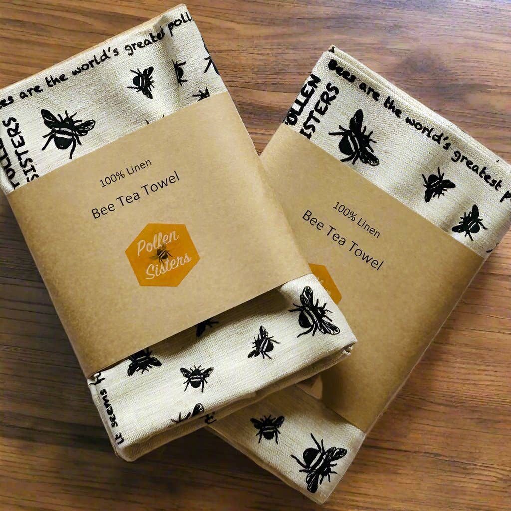 Linen Bee Tea Towel – Natural