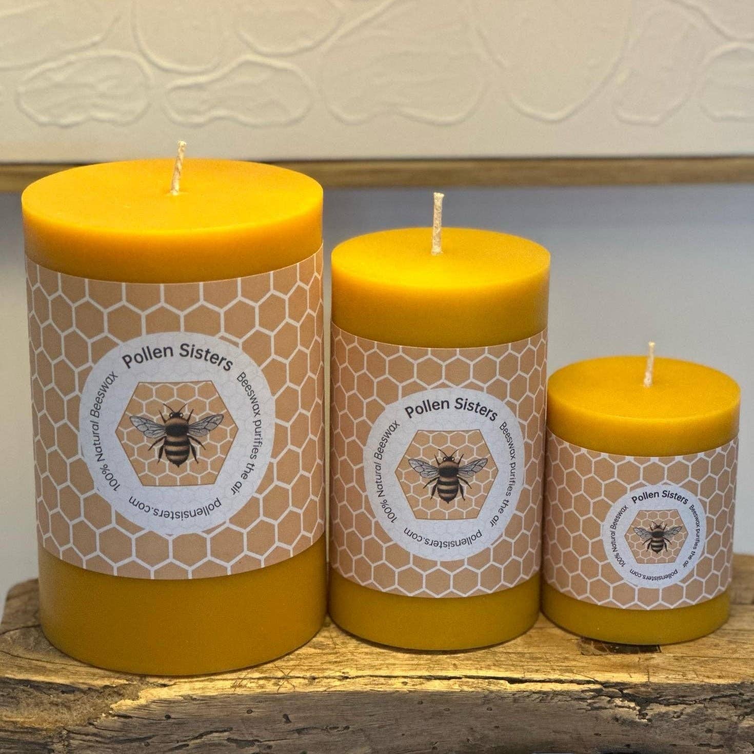 Candle - Sweet Bee - Medium Pillar – 100% Pure Beeswax