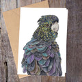 "Bruiser" Cockatoo Black Greeting Card