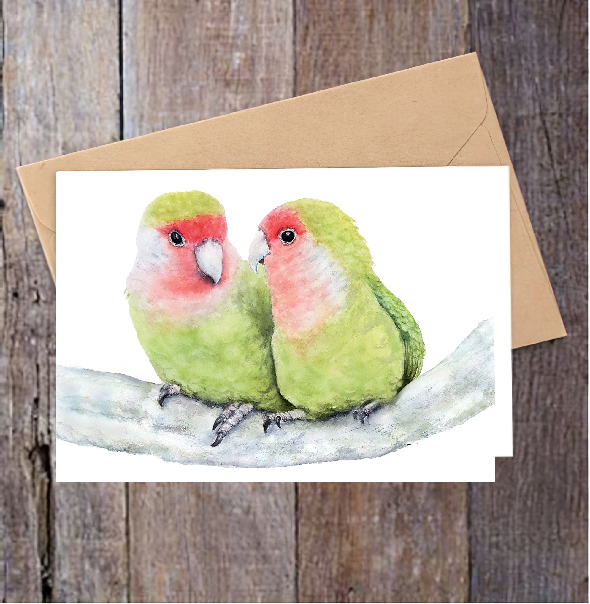"Smitten" Love Birds Greeting Card