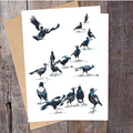 "Conga Line" Magpie Greeting Card