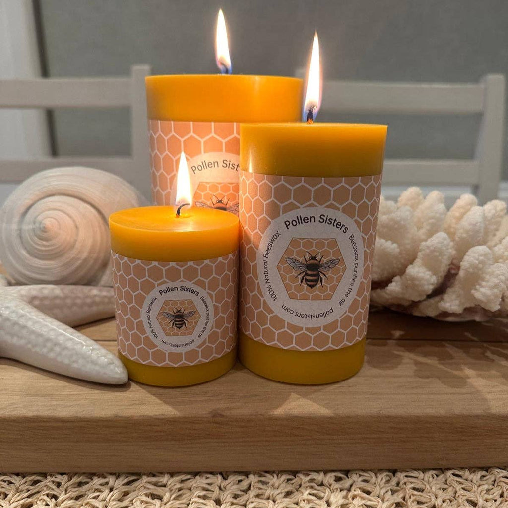 Candle - Sweet Bee - Medium Pillar – 100% Pure Beeswax