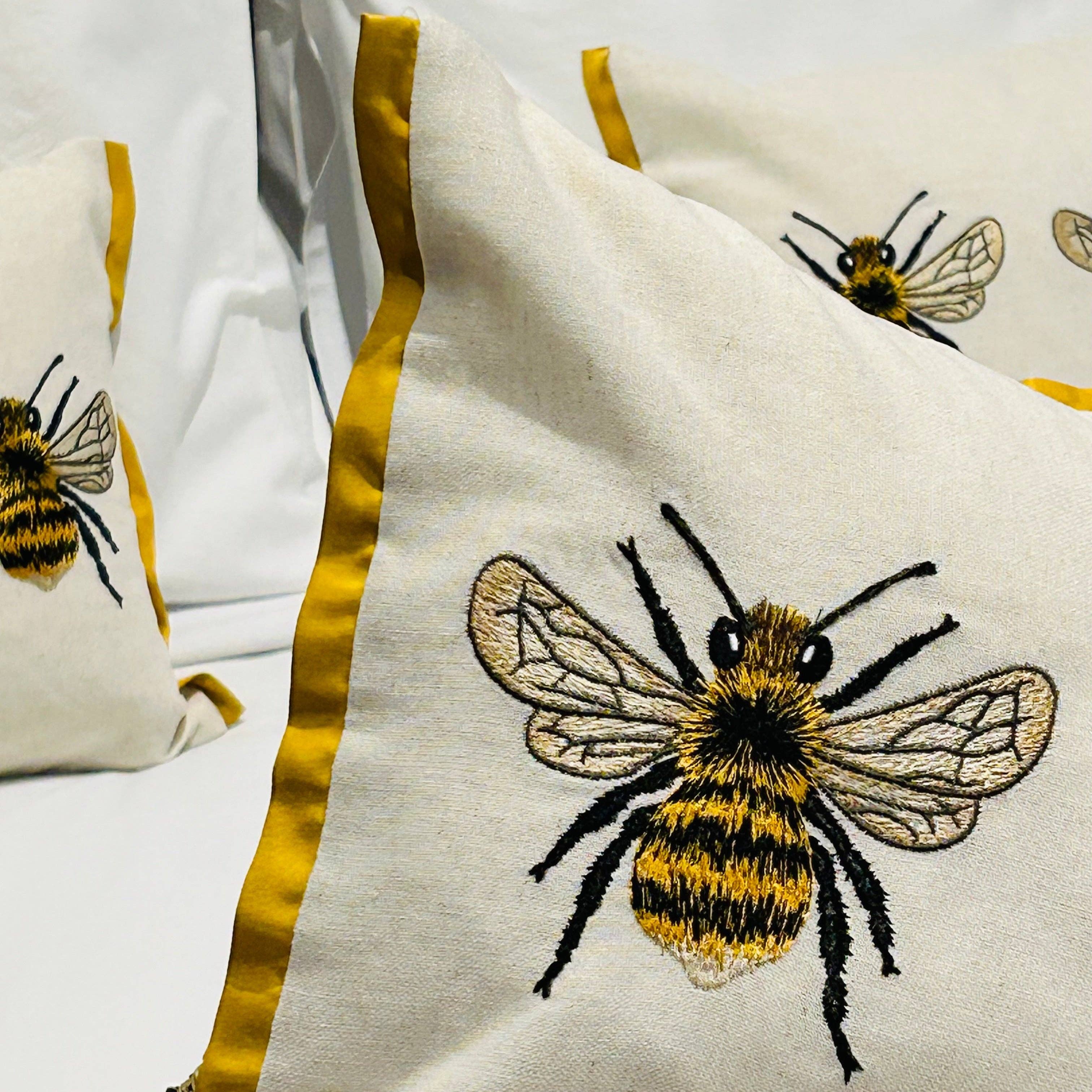 Bee Themed Cotton Apron Natural