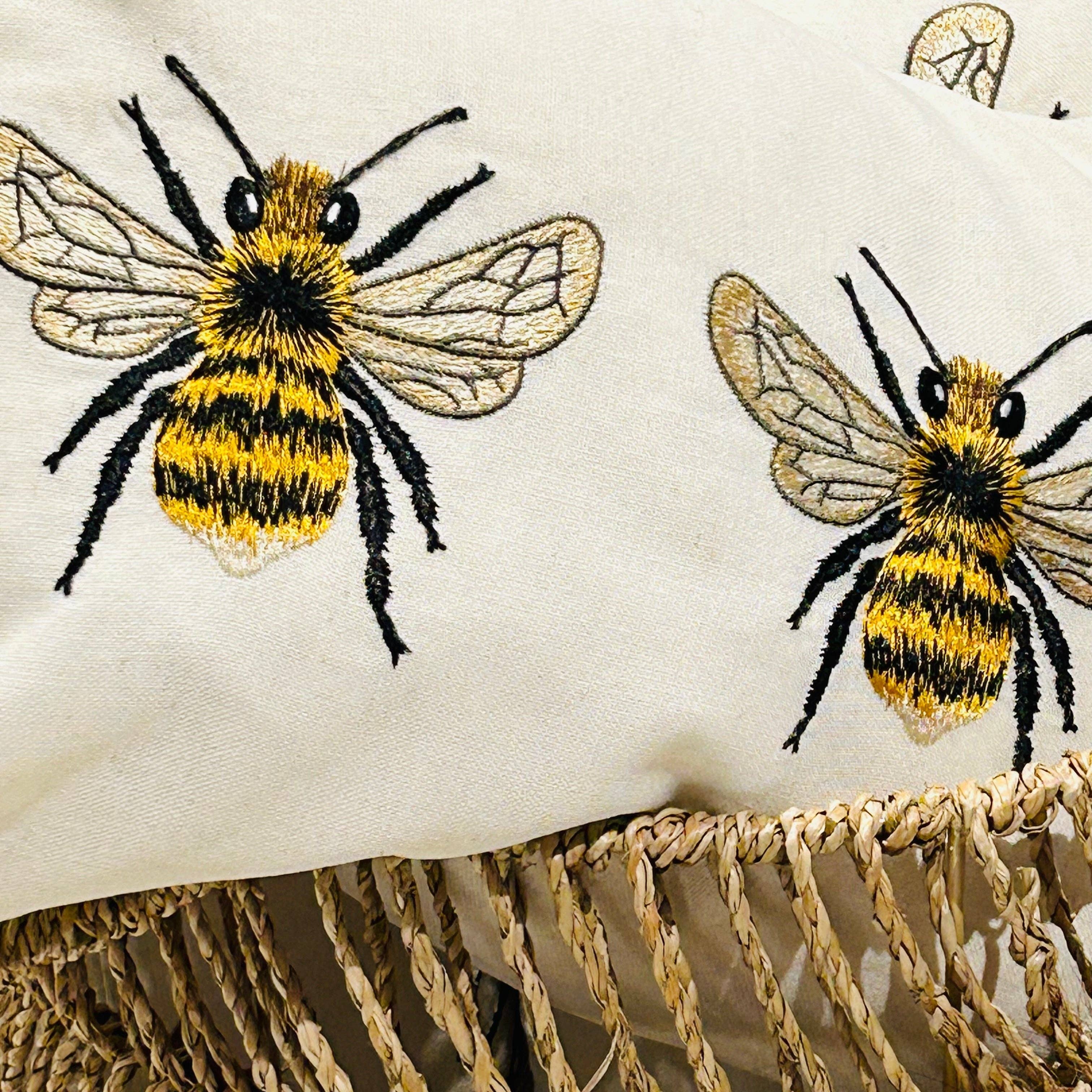 Bee Themed Cotton Apron Natural