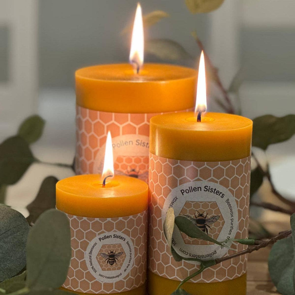 Candle - Sweet Bee - Medium Pillar – 100% Pure Beeswax